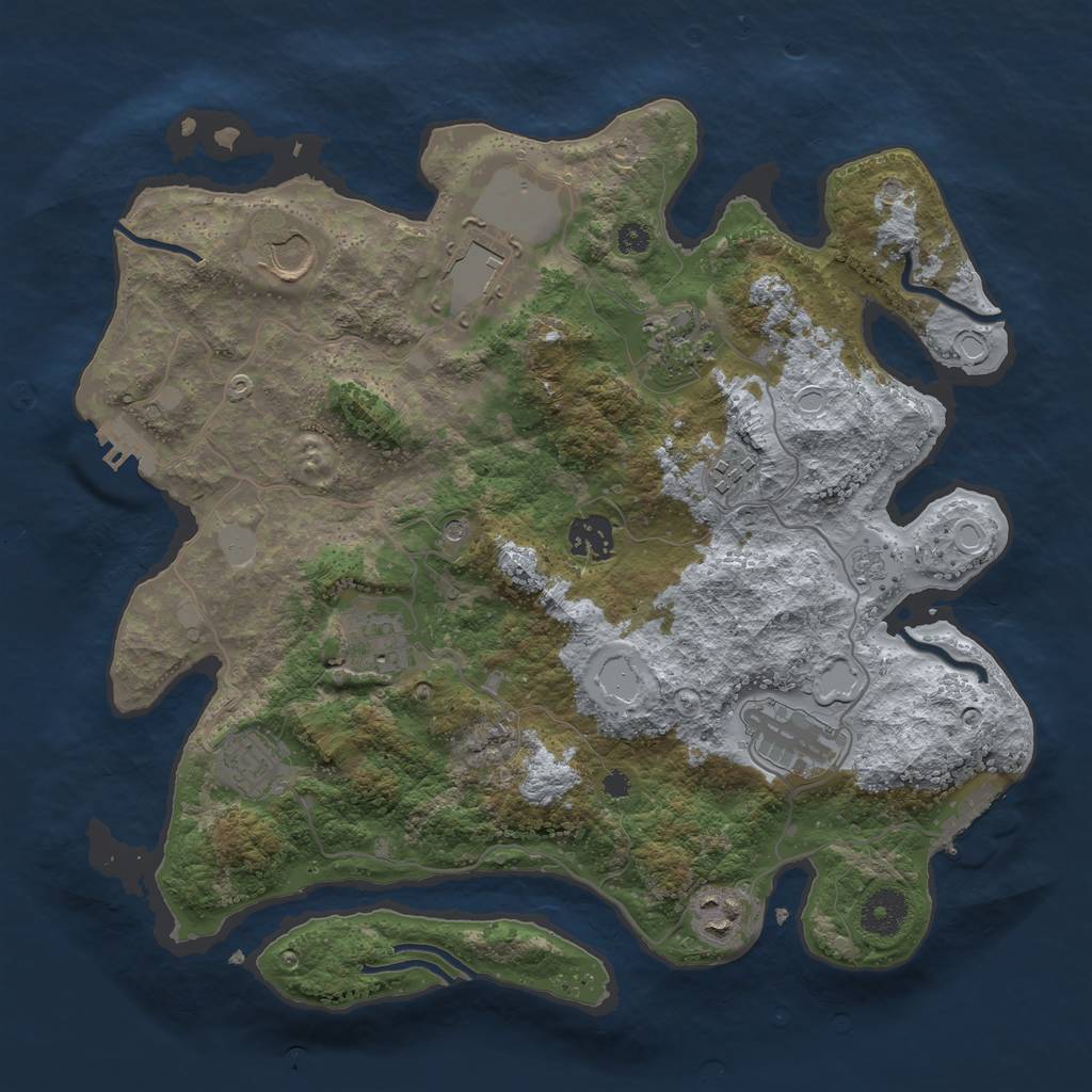 Rust Map: Procedural Map, Size: 3500, Seed: 1153008251, 18 Monuments