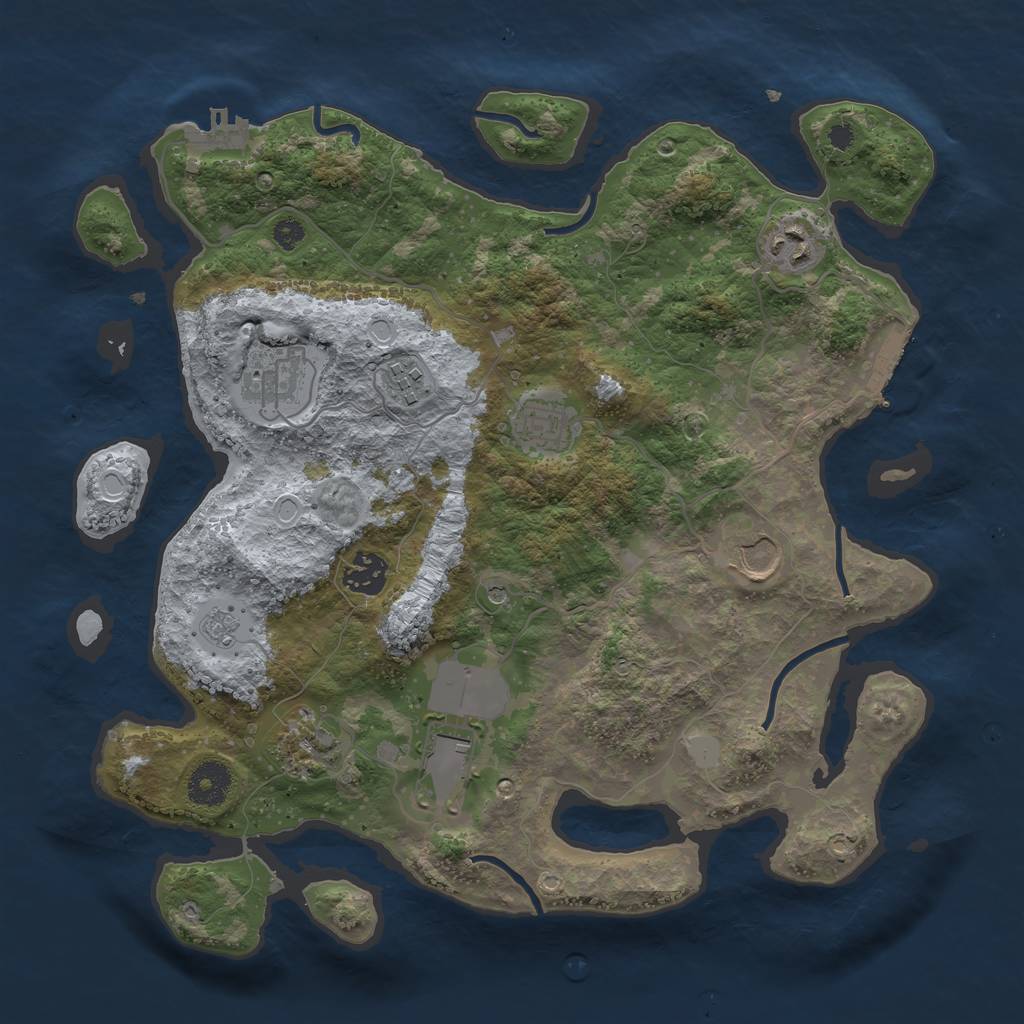 Rust Map: Procedural Map, Size: 3500, Seed: 65461, 17 Monuments