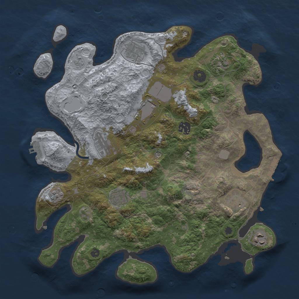 Rust Map: Procedural Map, Size: 3500, Seed: 397574160, 18 Monuments