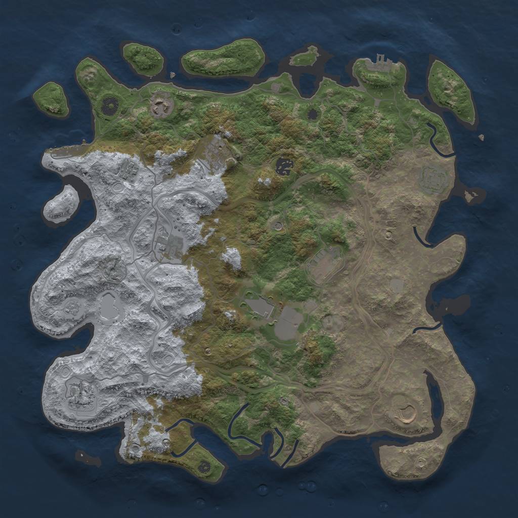 Rust Map: Procedural Map, Size: 4250, Seed: 1883213675, 19 Monuments
