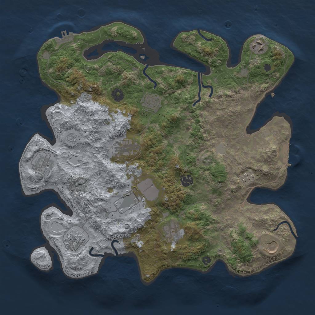 Rust Map: Procedural Map, Size: 3700, Seed: 517232635, 19 Monuments