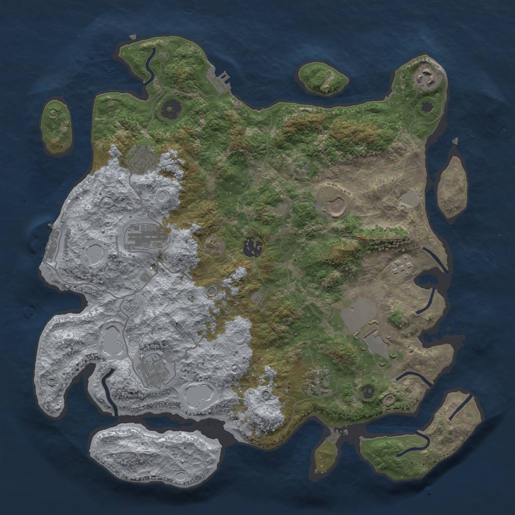 Rust Map: Procedural Map, Size: 3850, Seed: 25154, 18 Monuments