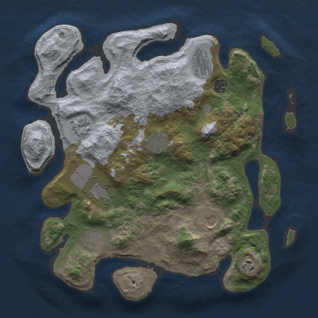Rust Map: Barren, Size: 3500, Seed: 20221020, 12 Monuments