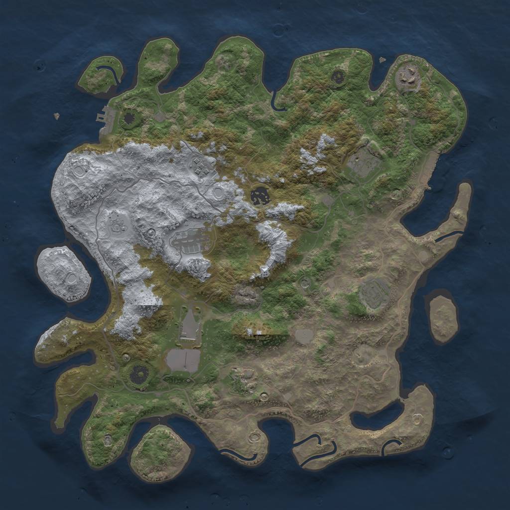 Rust Map: Procedural Map, Size: 4000, Seed: 2007899179, 17 Monuments