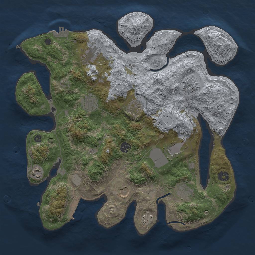 Rust Map: Procedural Map, Size: 3500, Seed: 14221, 19 Monuments