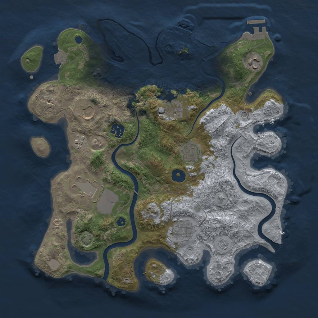 Rust Map: Procedural Map, Size: 3500, Seed: 1086424740, 14 Monuments