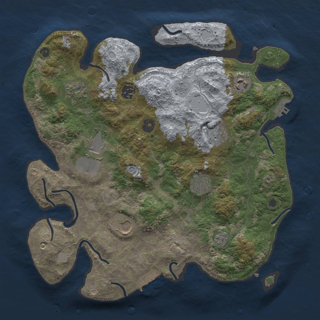 Rust Map: Procedural Map, Size: 3500, Seed: 3458904, 17 Monuments