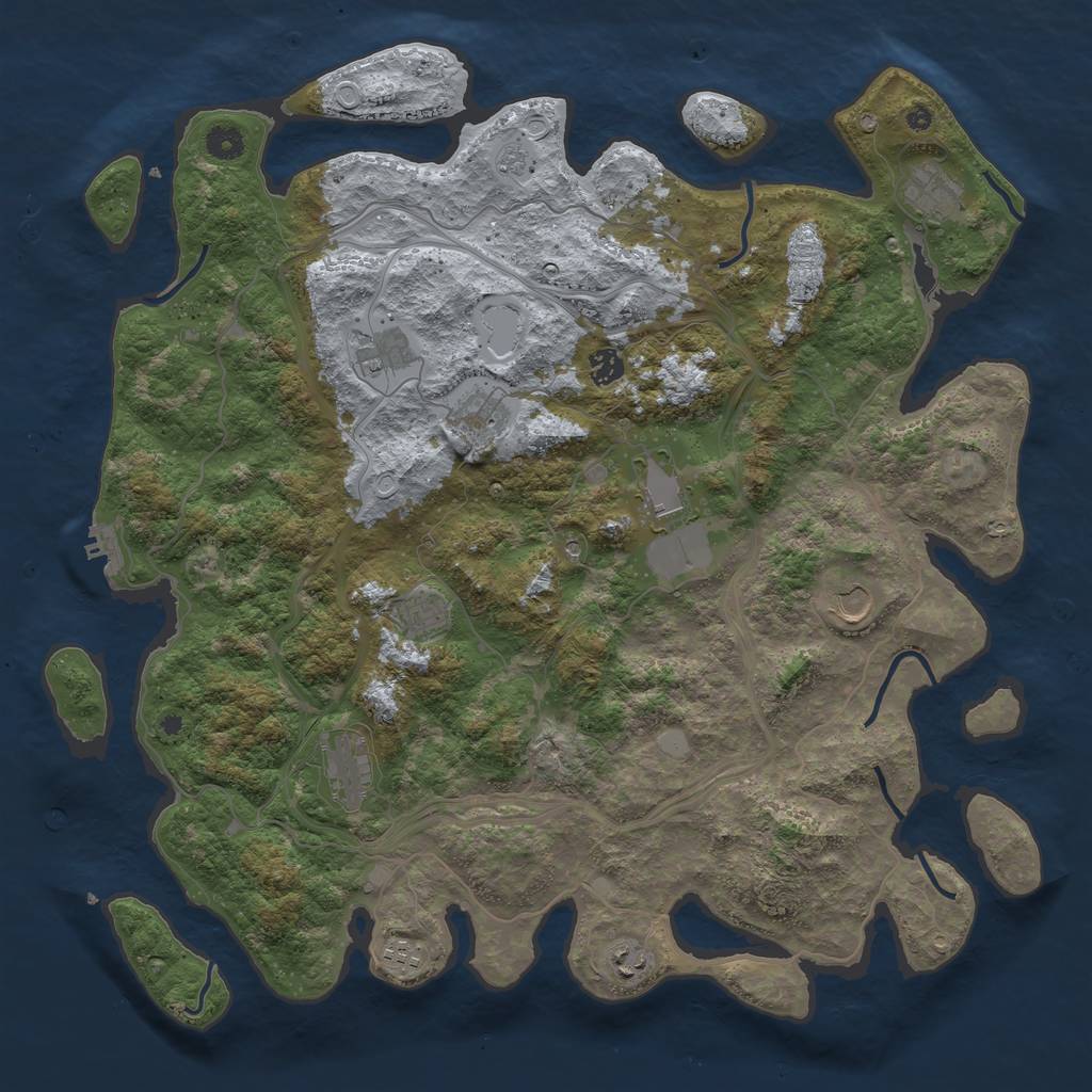 Rust Map: Procedural Map, Size: 4500, Seed: 5622, 16 Monuments