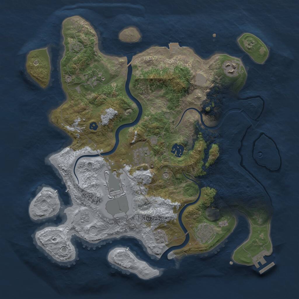 Rust Map: Procedural Map, Size: 3500, Seed: 22864201, 12 Monuments