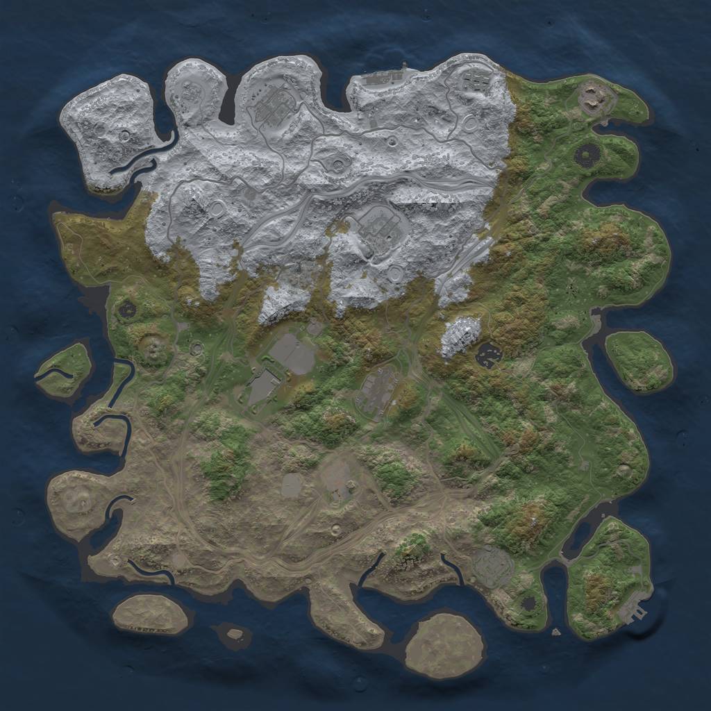 Rust Map: Procedural Map, Size: 4250, Seed: 974845655, 18 Monuments