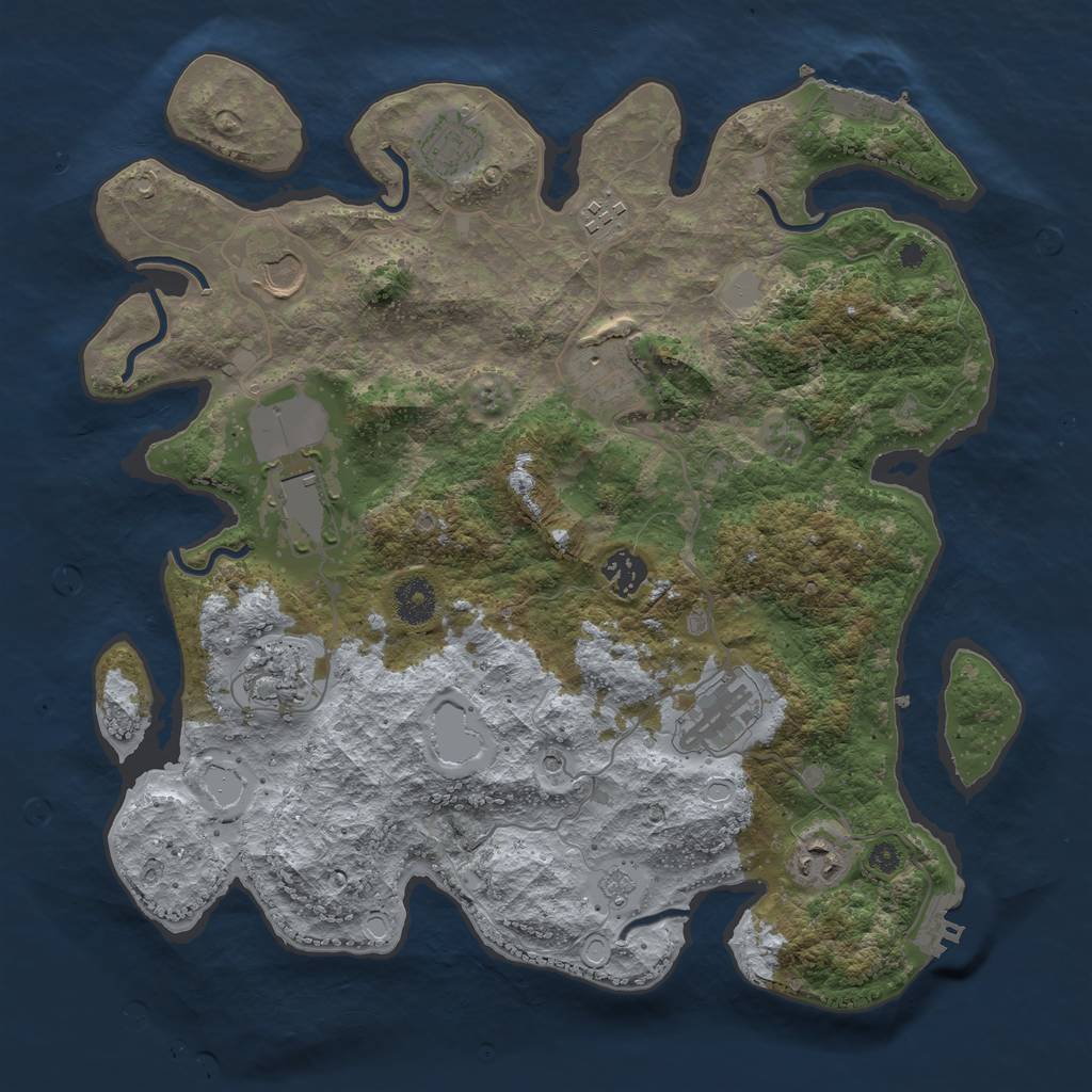 Rust Map: Procedural Map, Size: 3690, Seed: 13131, 18 Monuments