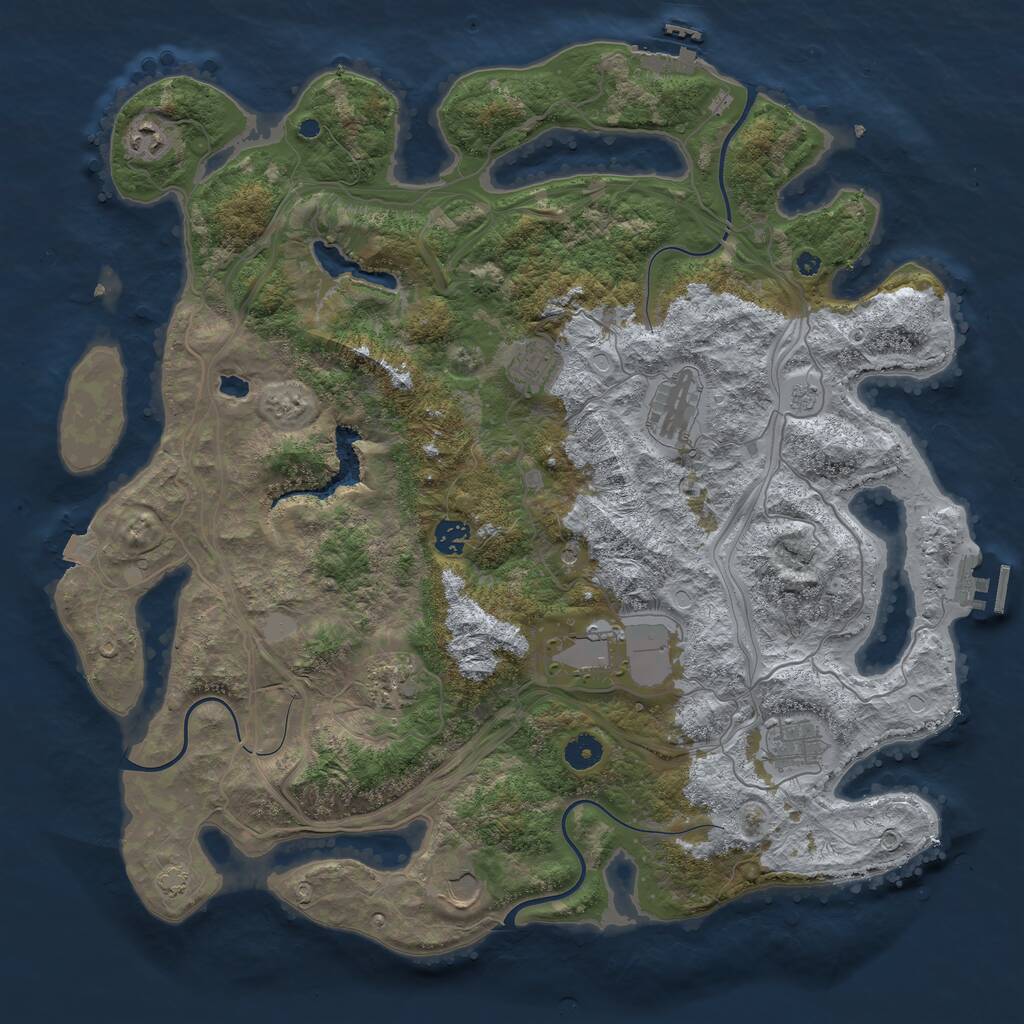 Rust Map: Procedural Map, Size: 4300, Seed: 991856141, 14 Monuments
