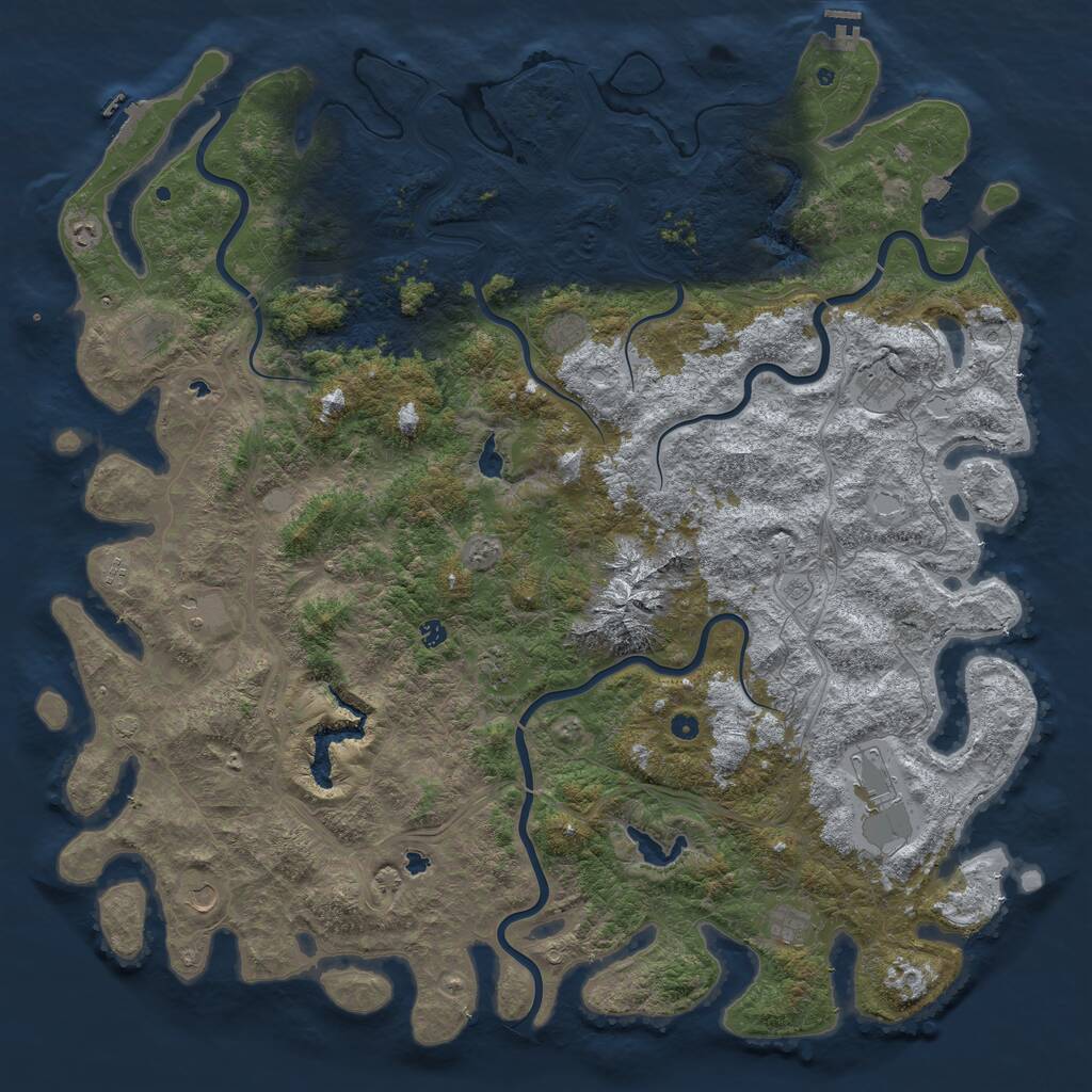 Rust Map: Procedural Map, Size: 6000, Seed: 831923, 17 Monuments