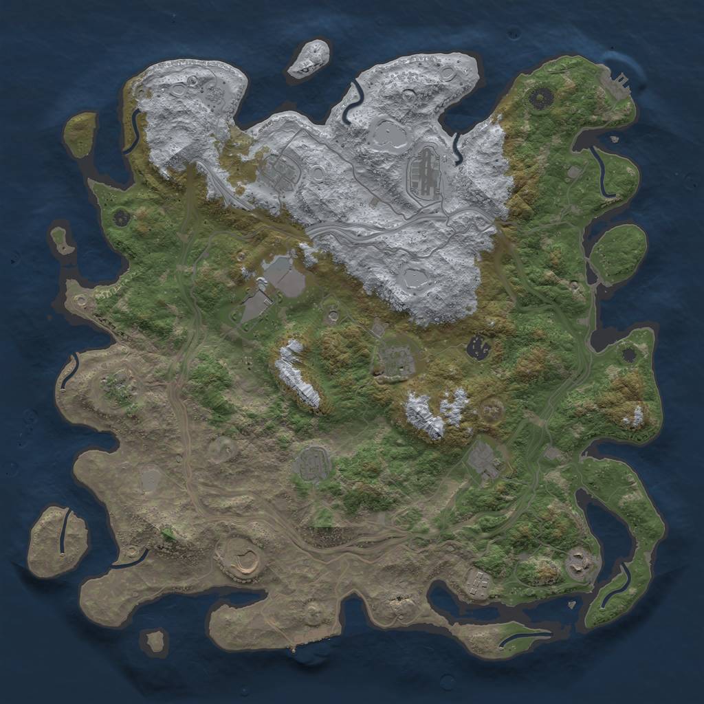 Rust Map: Procedural Map, Size: 4500, Seed: 1882286049, 20 Monuments