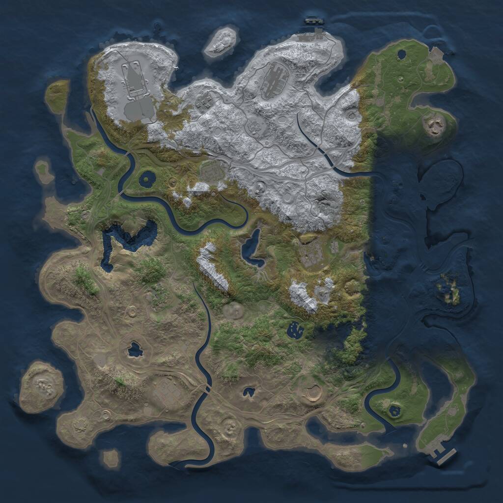 Rust Map: Procedural Map, Size: 4500, Seed: 1882286049, 16 Monuments