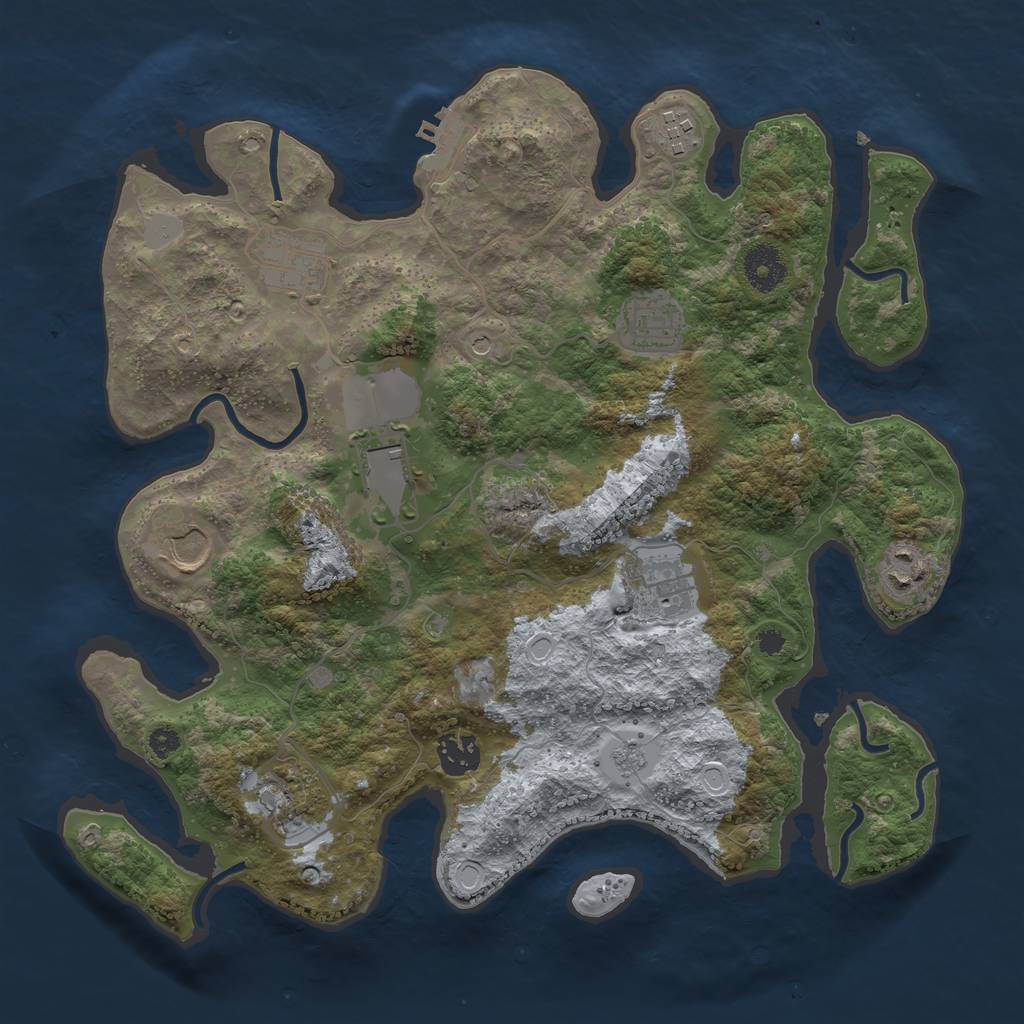 Rust Map: Procedural Map, Size: 3500, Seed: 74911052, 17 Monuments