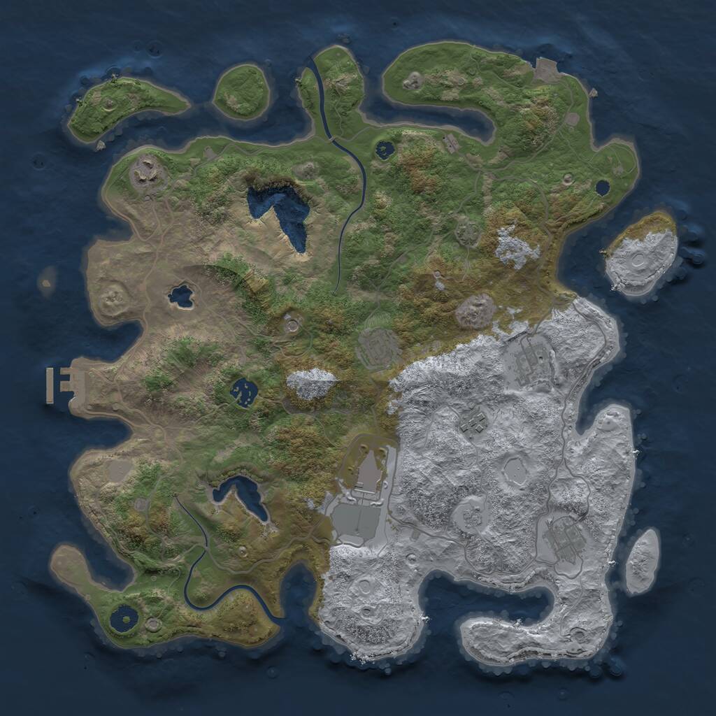 Rust Map: Procedural Map, Size: 4000, Seed: 3778, 12 Monuments