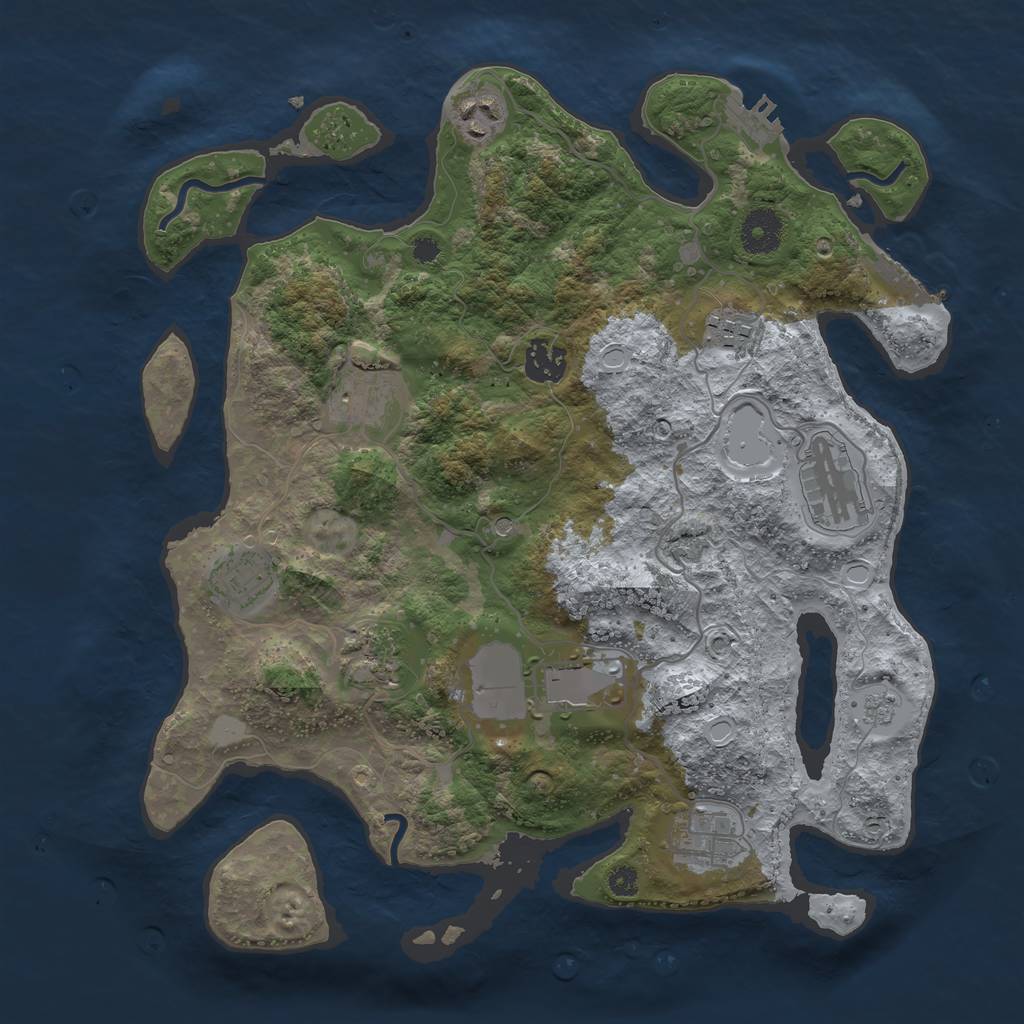 Rust Map: Procedural Map, Size: 3500, Seed: 4444062, 16 Monuments