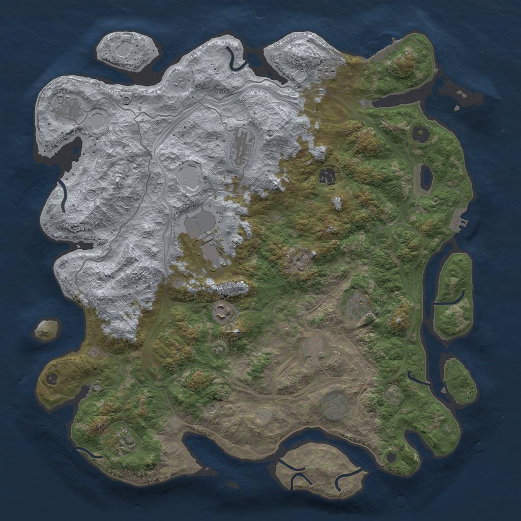 Rust Map: Procedural Map, Size: 4500, Seed: 354629745, 19 Monuments