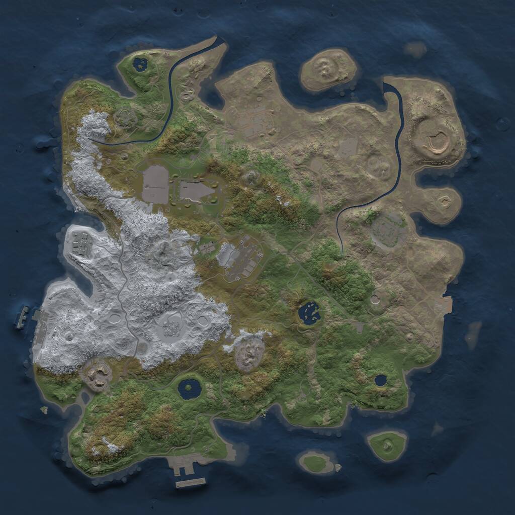 Rust Map: Procedural Map, Size: 3500, Seed: 258834297, 14 Monuments