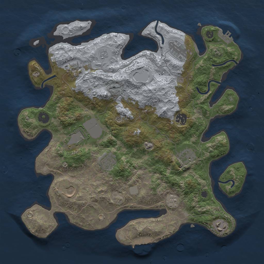 Rust Map: Procedural Map, Size: 3500, Seed: 1491875457, 18 Monuments