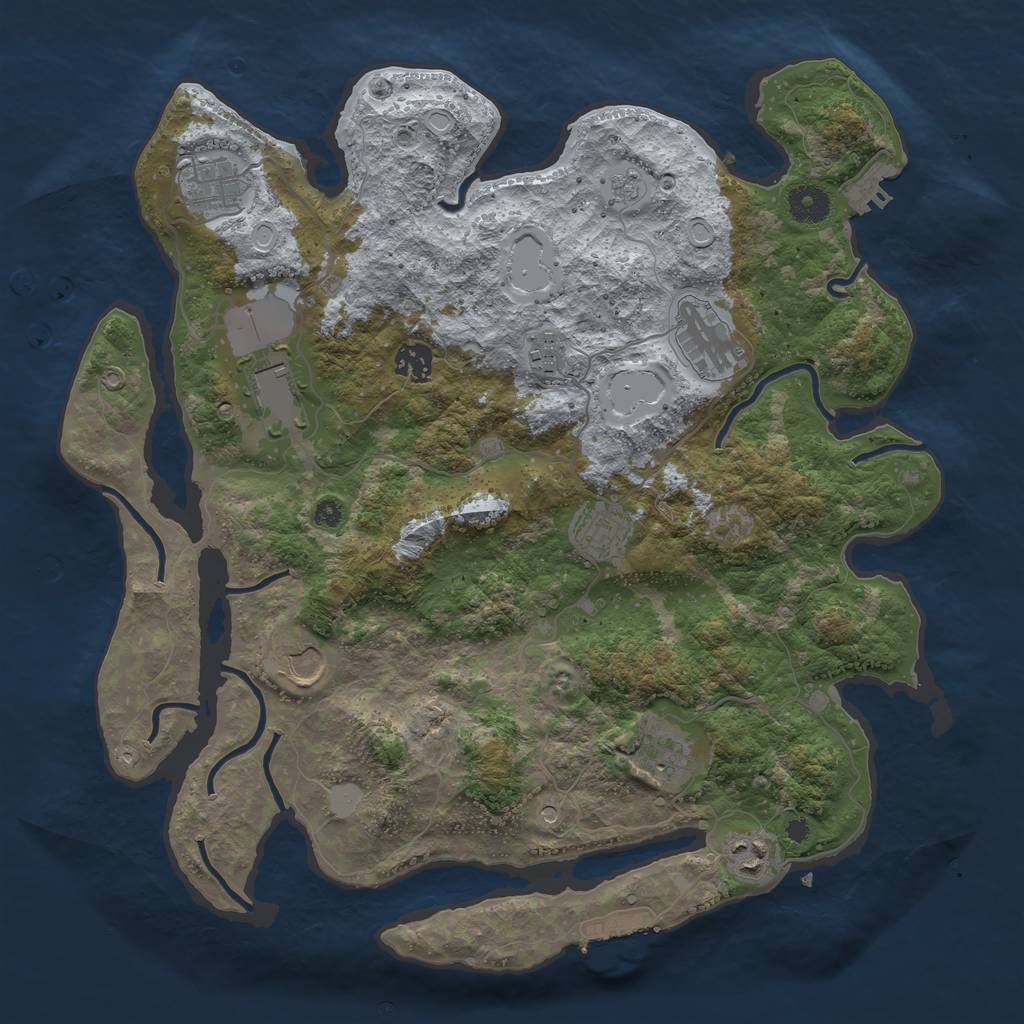 Rust Map: Procedural Map, Size: 3850, Seed: 59303115, 18 Monuments