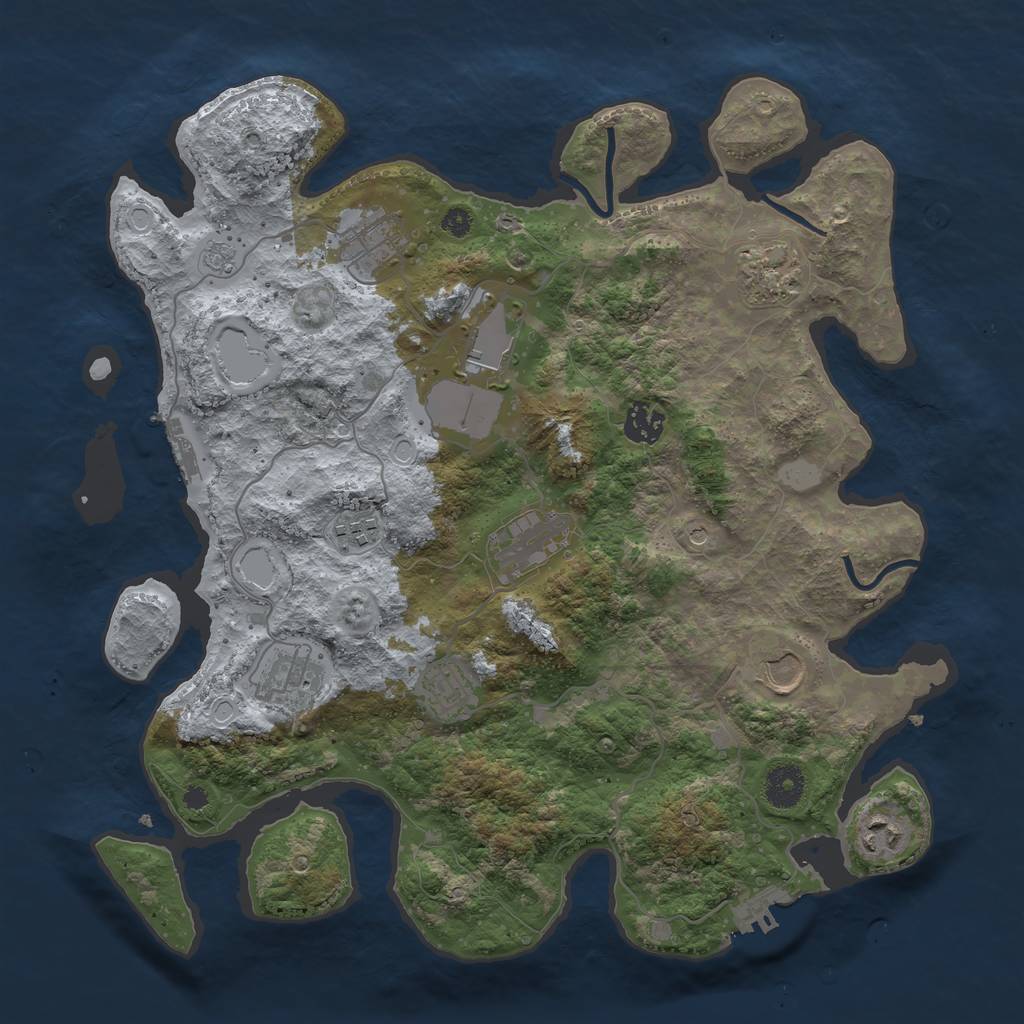 Rust Map: Procedural Map, Size: 3700, Seed: 966709925, 19 Monuments