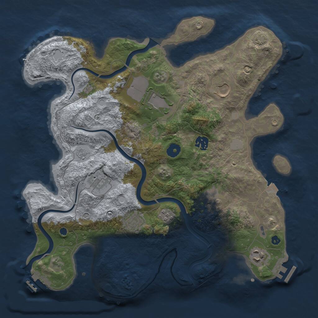 Rust Map: Procedural Map, Size: 3500, Seed: 539242980, 14 Monuments