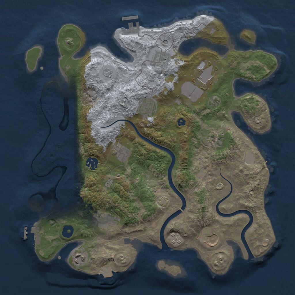 Rust Map: Procedural Map, Size: 3600, Seed: 186431390, 16 Monuments