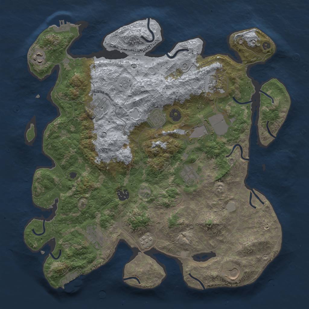 Rust Map: Procedural Map, Size: 3850, Seed: 1991370, 19 Monuments