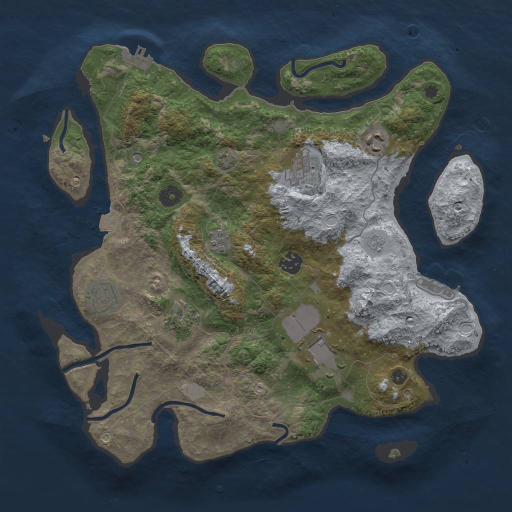 Rust Map: Procedural Map, Size: 3500, Seed: 12614, 15 Monuments