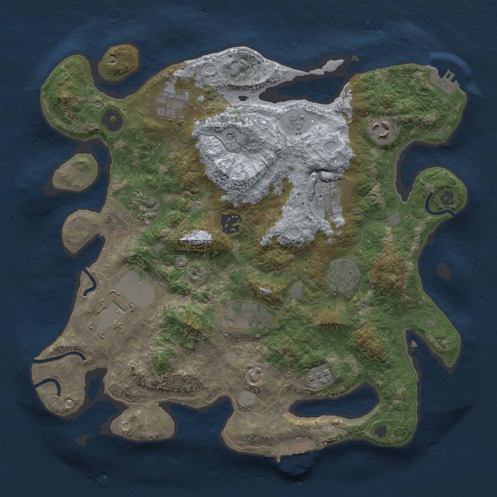 Rust Map: Procedural Map, Size: 3500, Seed: 1078849466, 18 Monuments