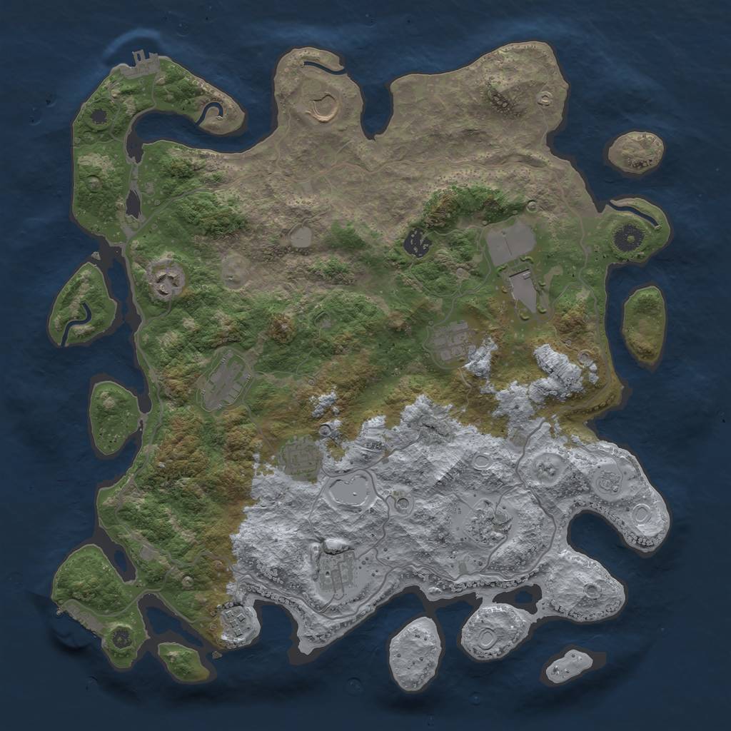 Rust Map: Procedural Map, Size: 4000, Seed: 1091858236, 19 Monuments