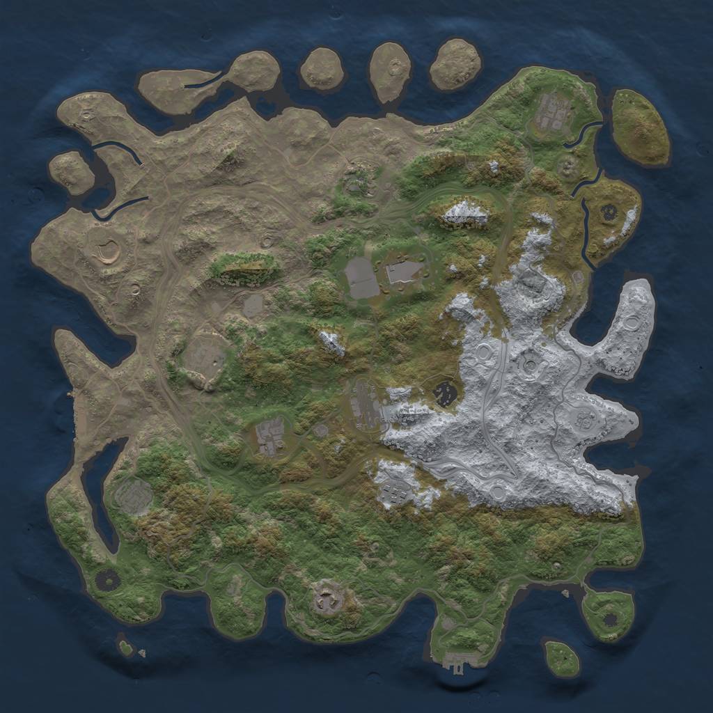Rust Map: Procedural Map, Size: 4500, Seed: 1110698256, 20 Monuments