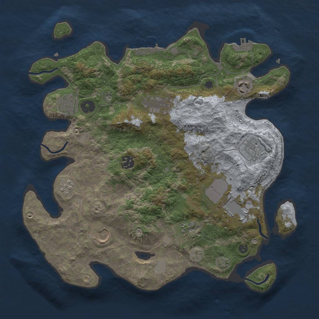 Rust Map: Procedural Map, Size: 3500, Seed: 6850139, 16 Monuments