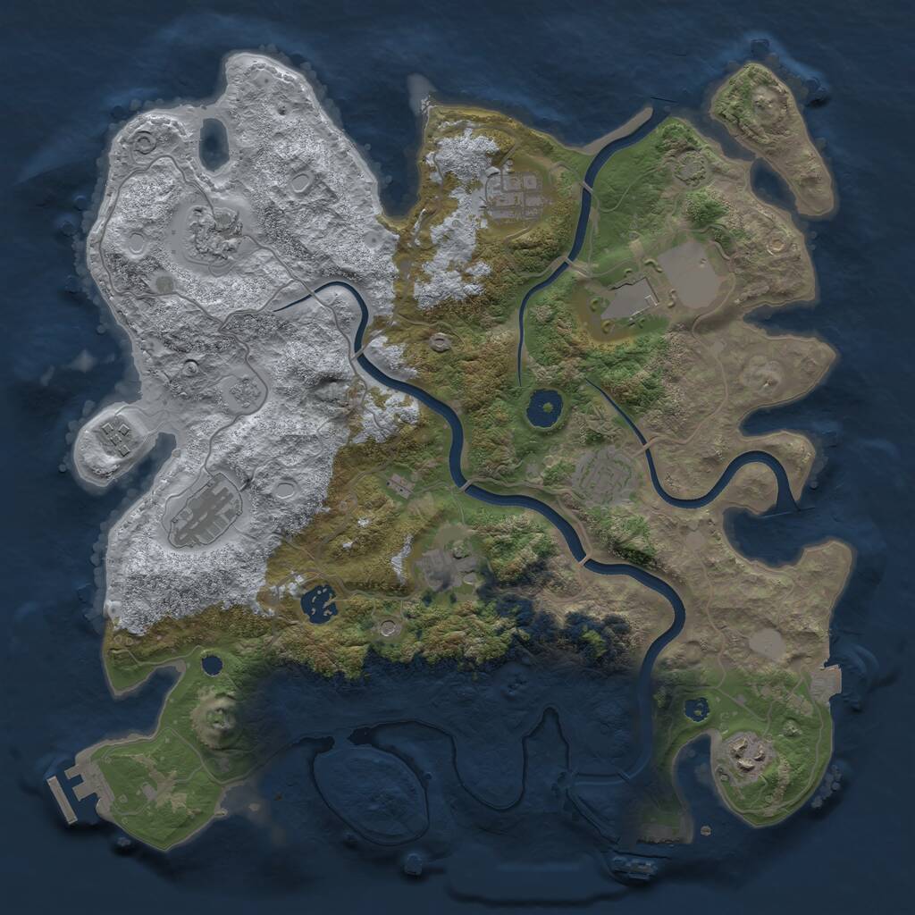 Rust Map: Procedural Map, Size: 3700, Seed: 1424855481, 15 Monuments