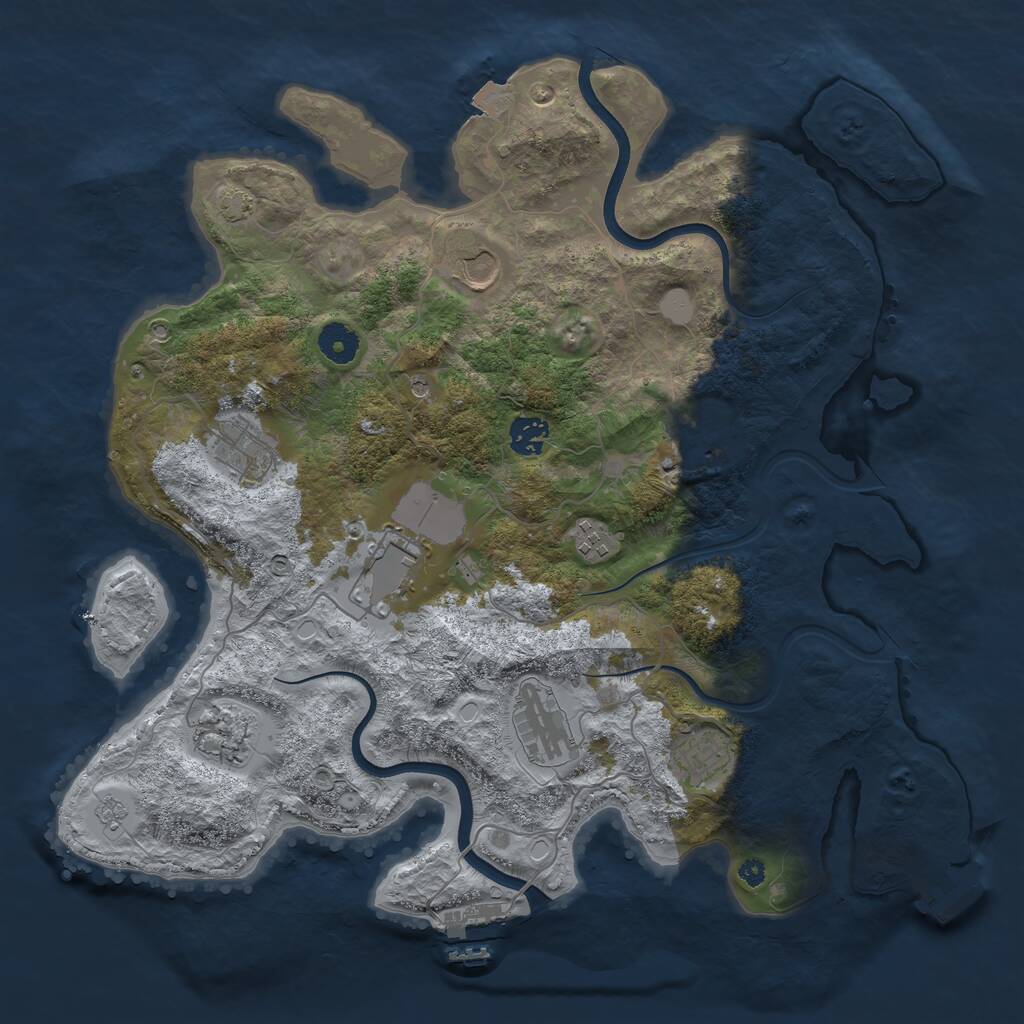 Rust Map: Procedural Map, Size: 3850, Seed: 497621266, 15 Monuments
