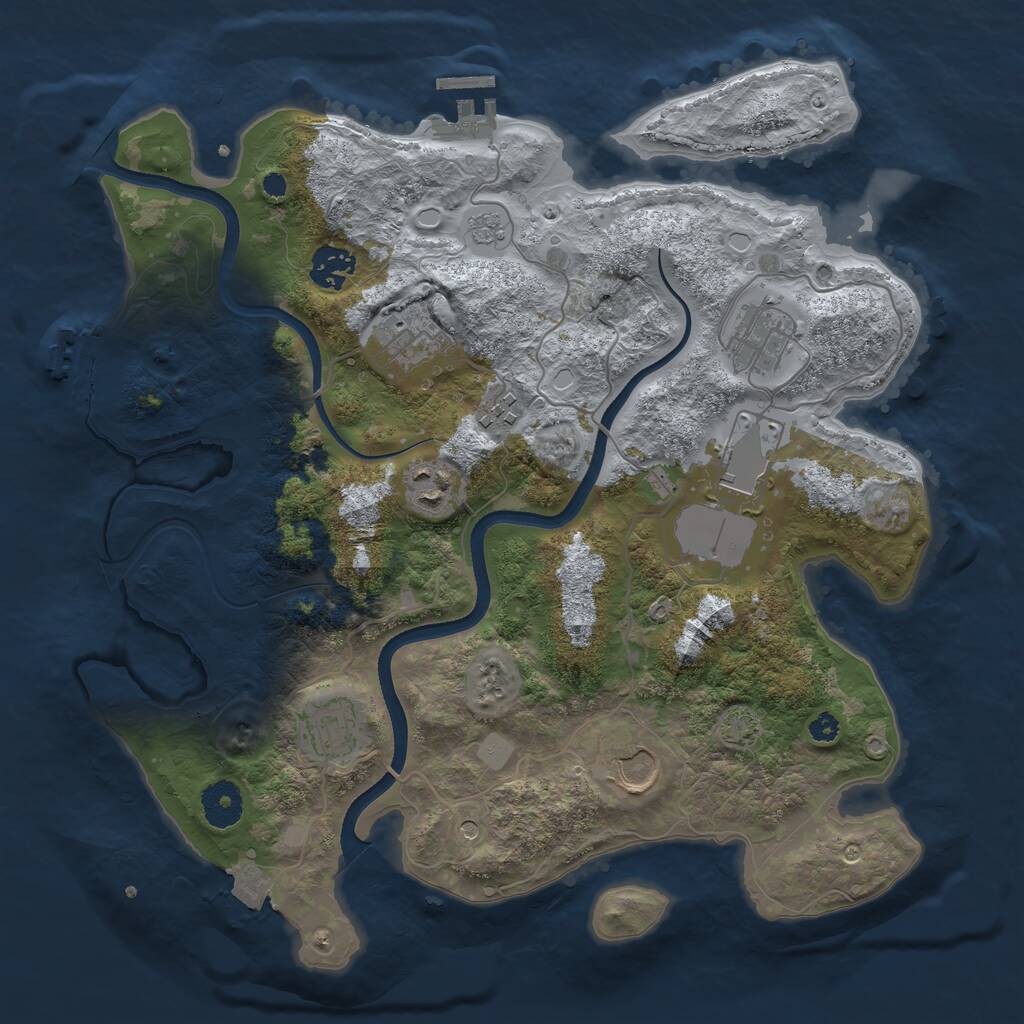 Rust Map: Procedural Map, Size: 3500, Seed: 764630950, 14 Monuments
