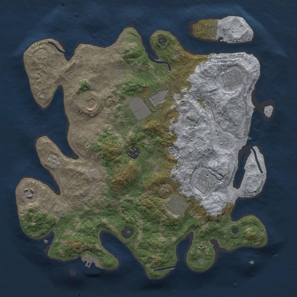 Rust Map: Procedural Map, Size: 3500, Seed: 780, 16 Monuments
