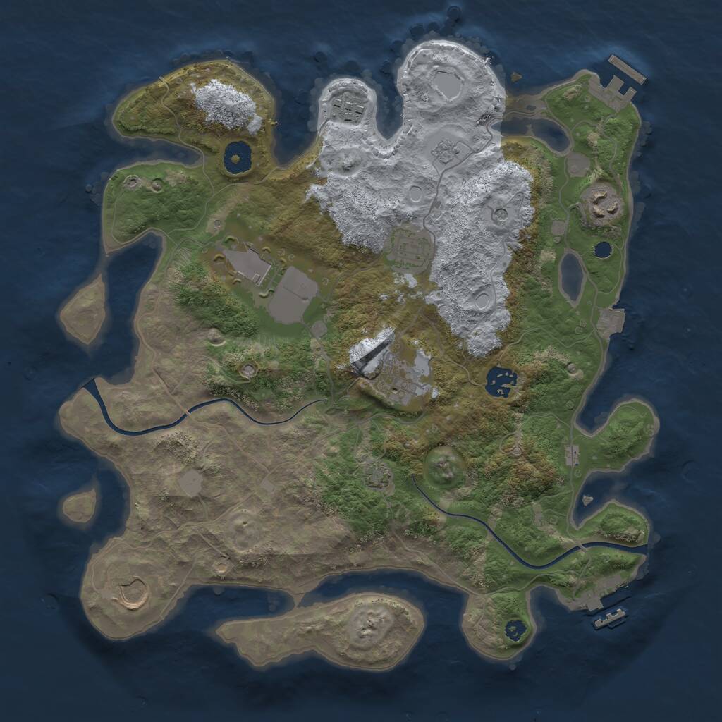 Rust Map: Procedural Map, Size: 3500, Seed: 653914266, 13 Monuments