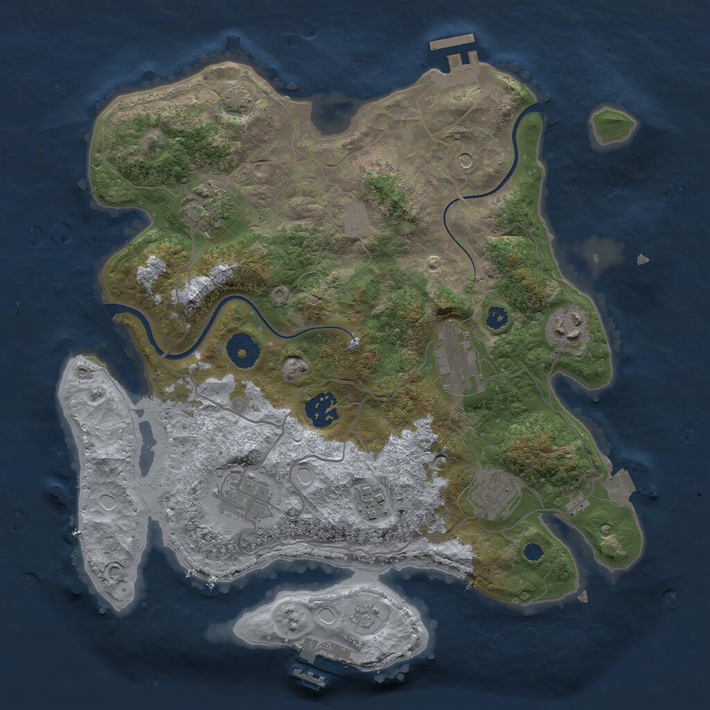 Rust Map: Procedural Map, Size: 3200, Seed: 1791171291, 13 Monuments