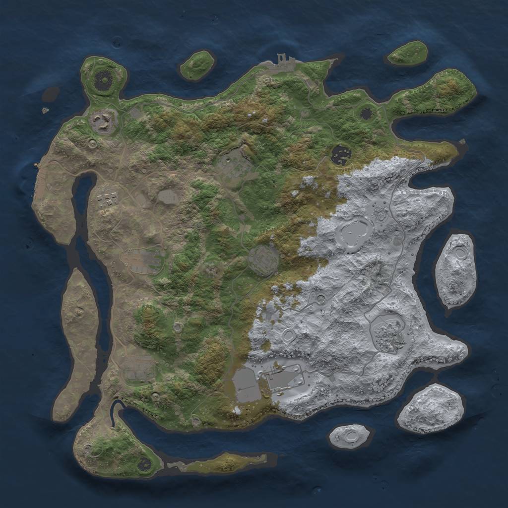 Rust Map: Procedural Map, Size: 3850, Seed: 1663199, 18 Monuments