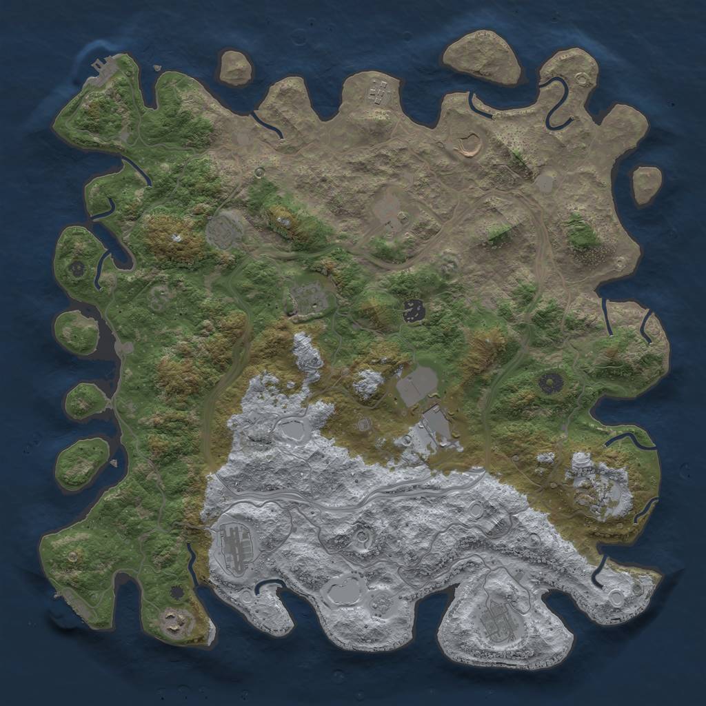 Rust Map: Procedural Map, Size: 4500, Seed: 580071496, 20 Monuments