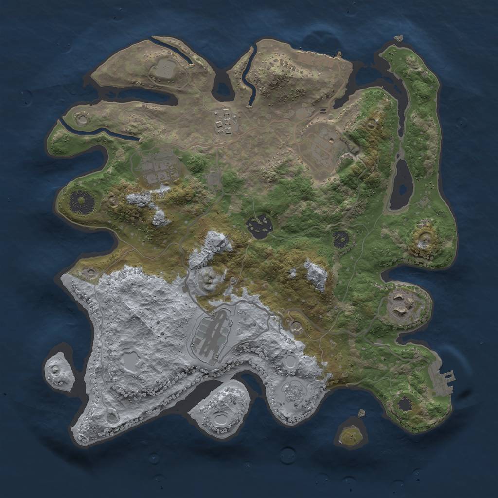 Rust Map: Procedural Map, Size: 3000, Seed: 12826, 15 Monuments