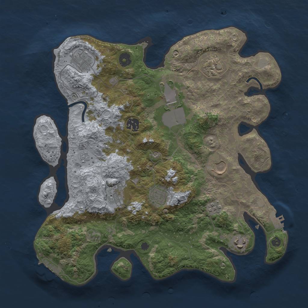 Rust Map: Procedural Map, Size: 3500, Seed: 1476, 18 Monuments