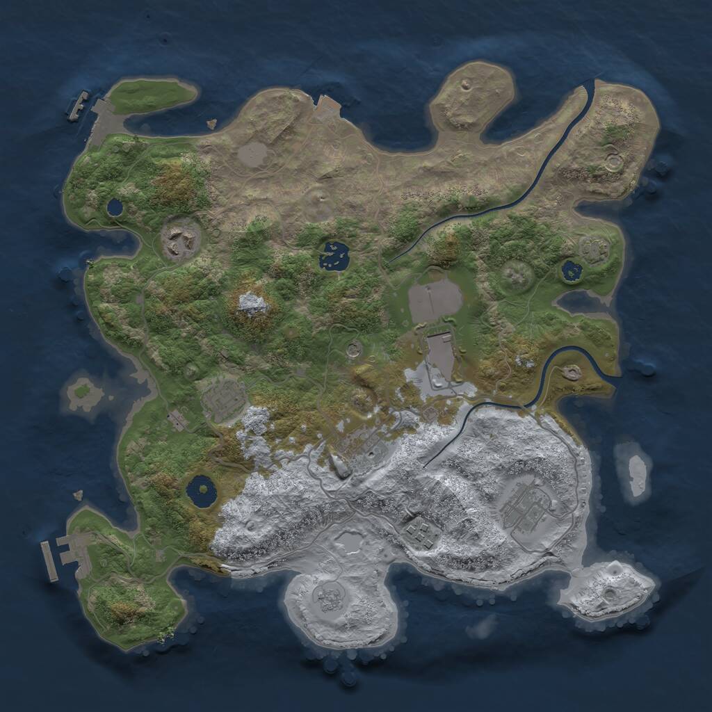 Rust Map: Procedural Map, Size: 3500, Seed: 61132649, 13 Monuments