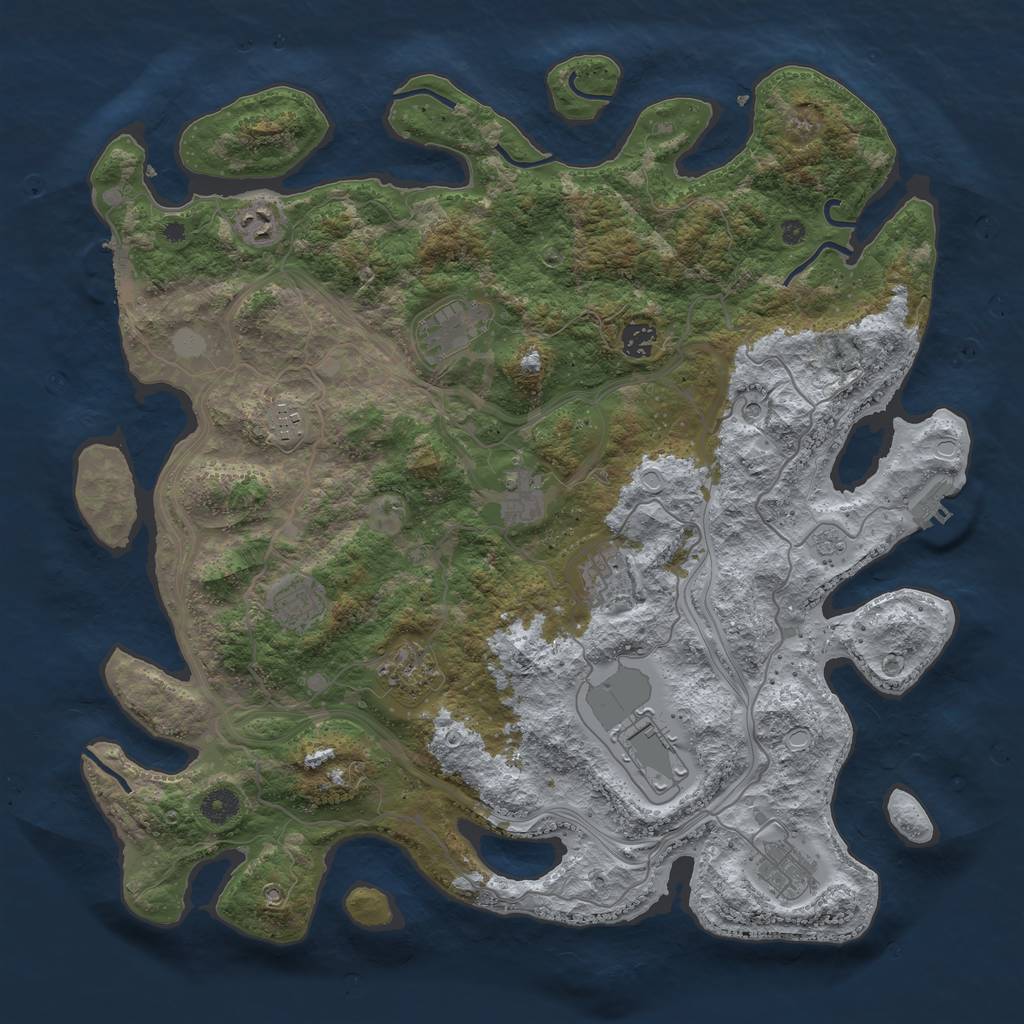 Rust Map: Procedural Map, Size: 4250, Seed: 619484023, 19 Monuments