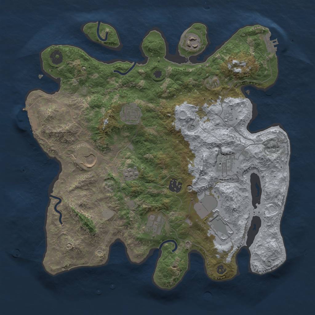 Rust Map: Procedural Map, Size: 3500, Seed: 695835231, 17 Monuments