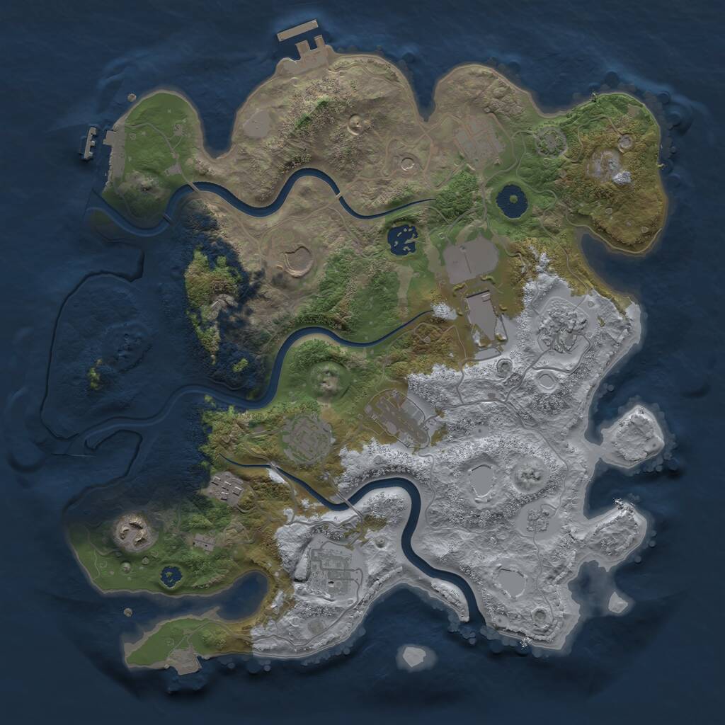 Rust Map: Procedural Map, Size: 3500, Seed: 1348640840, 16 Monuments