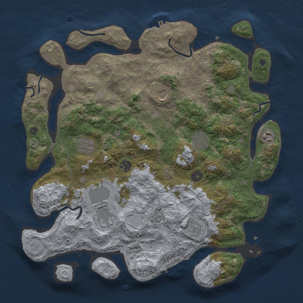 Rust Map: Procedural Map, Size: 4000, Seed: 1229910395, 15 Monuments